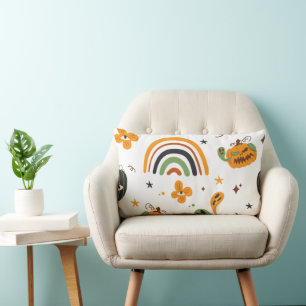 Spooky Boho Halloween Pattern Lumbar Cushion
