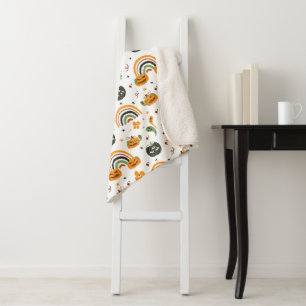 Spooky Boho Halloween Pattern Sherpa Blanket