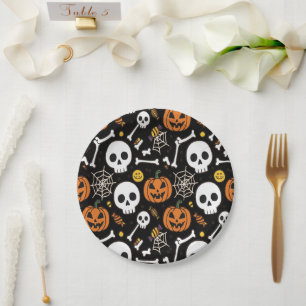 Spooky Bones And Skeletons For Halloween Paper Plate