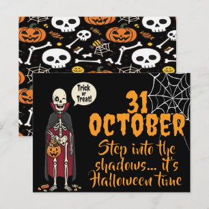 Spooky Bones And Skeletons For Halloween Postcard