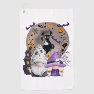 Spooky Boo Halloween gnome duo   Golf Towel