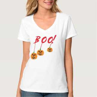 Spooky BOO Halloween Hanging Pumpkins Typography T-Shirt