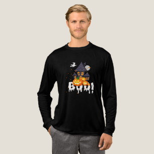 Spooky "BOO!" Halloween T-Shirt with Haunted House Tri-Blend Shirt