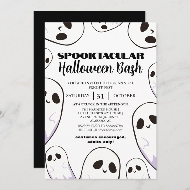 spooky Boo Haunted house Halloween bash party Invitation (Front/Back)