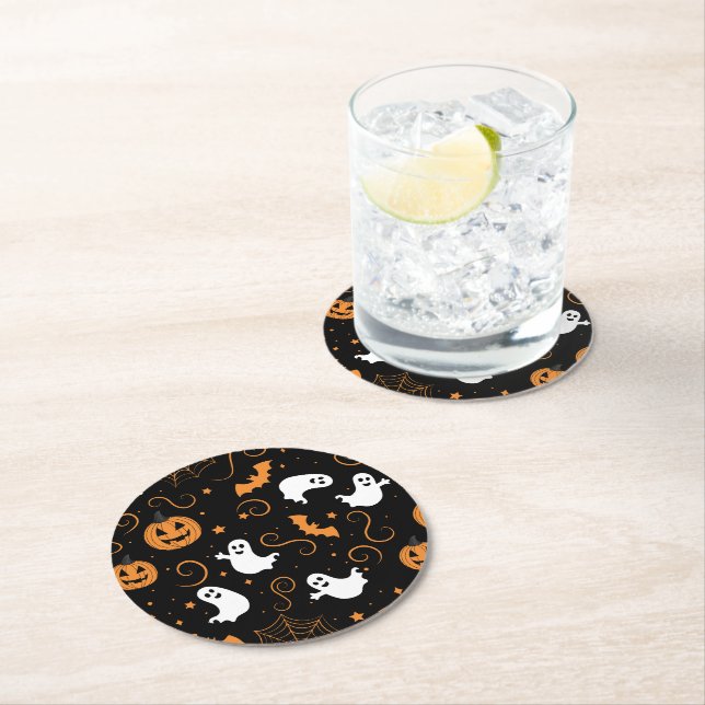 Spooky Boo-tiful Night Round Paper Coaster (Insitu)