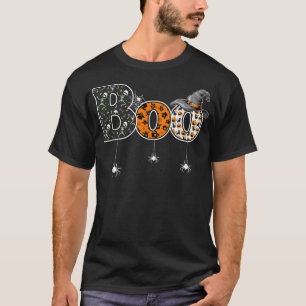 Spooky Boo With Witch Hat And Spider Halloween Cos T-Shirt