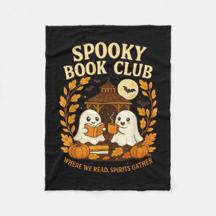 Spooky Book Club Halloween Ghost Reading Coffee Fa Fleece Blanket