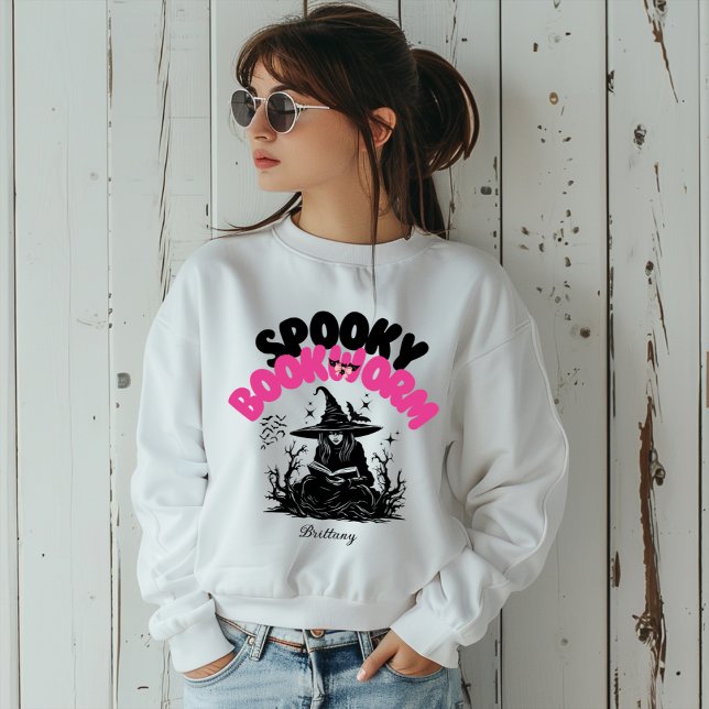 Spooky Bookworm Personalised Name Halloween Gift  Sweatshirt (Creator Uploaded)