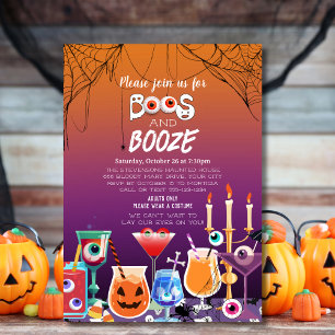 Spooky Boos and Booze Halloween Cocktail Party  Invitation