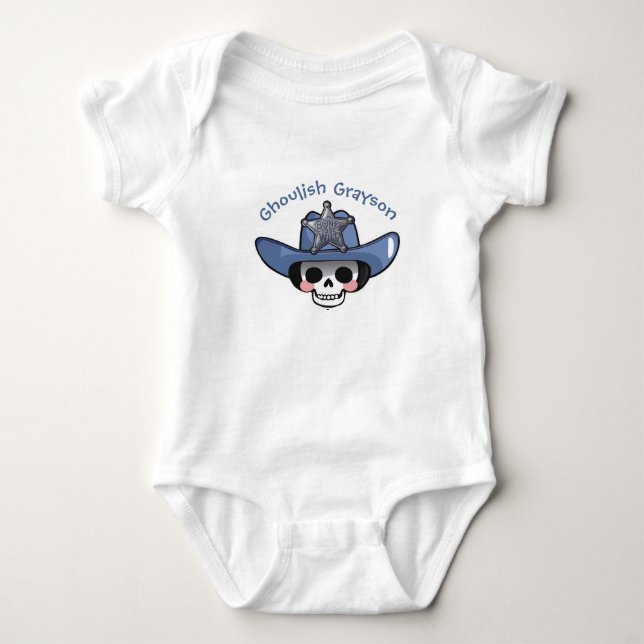 Spooky Boy Halloween, Skeleton Cowboy Bodysuit (Front)