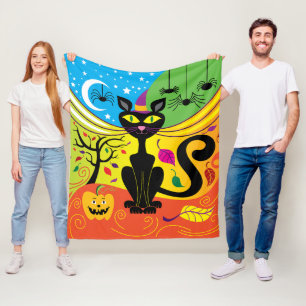 Spooky Breeze Cat Fleece Blanket