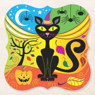 Spooky Breeze Cat Paper Coaster