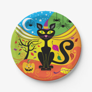 Spooky Breeze Cat Paper Plate