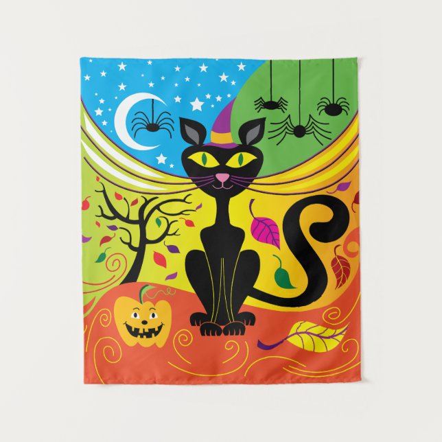 Spooky Breeze Cat Tapestry (Front)