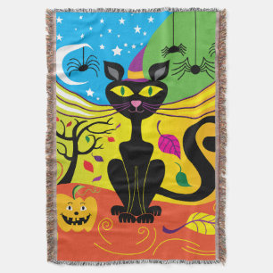 Spooky Breeze Cat Throw Blanket