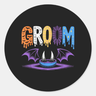 Spooky Bride And Groom Halloween Wedding Love Classic Round Sticker
