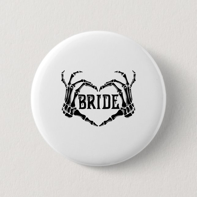 Spooky Bride Skeleton Hands Engagement Wedding Hal 6 Cm Round Badge (Front)