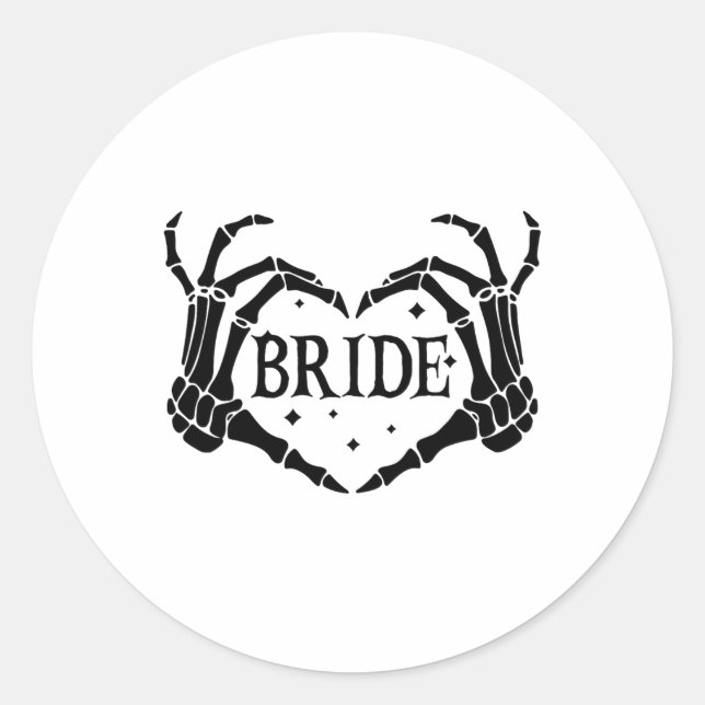 Spooky Bride Skeleton Hands Engagement Wedding Hal Classic Round Sticker (Front)