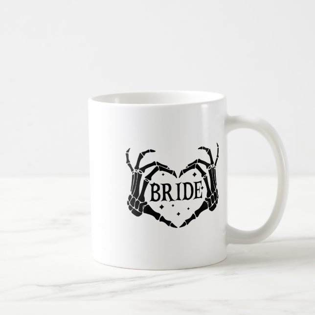 Spooky Bride Skeleton Hands Engagement Wedding Hal Coffee Mug (Right)