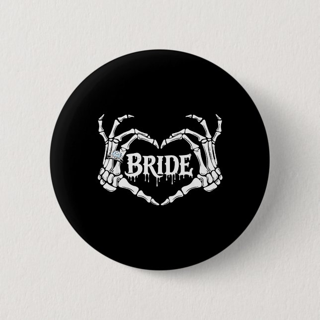 Spooky Bride Skeleton Hands Halloween Engagement 6 Cm Round Badge (Front)