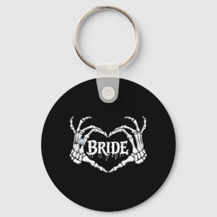 Spooky Bride Skeleton Hands Halloween Engagement Key Ring