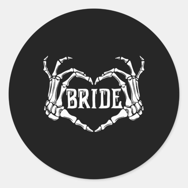 Spooky Bride Skeleton Hands Halloween Engagement W Classic Round Sticker (Front)