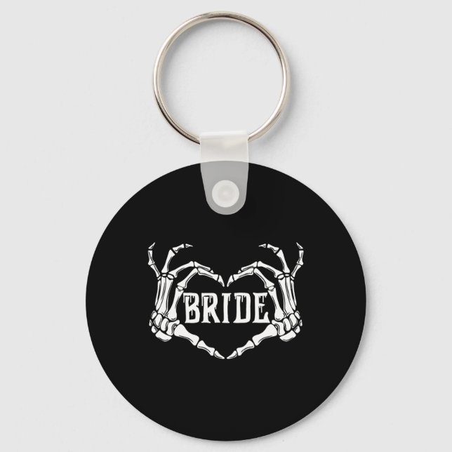 Spooky Bride Skeleton Hands Halloween Engagement W Key Ring (Front)