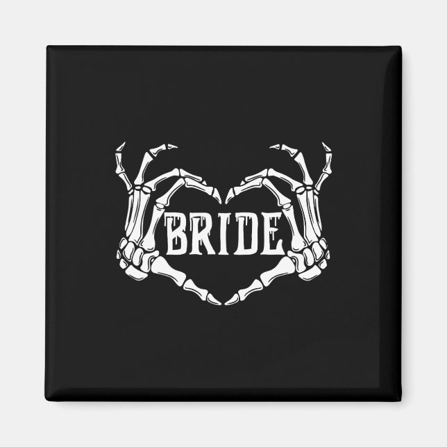 Spooky Bride Skeleton Hands Halloween Engagement W Magnet (Front)