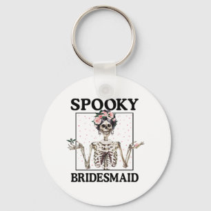 Spooky Bridesmaid Bride Skeleton Halloween Bachelo Key Ring