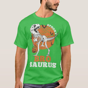 Spooky Bro Saurus Dinosaur Skeleton T re Pumpkin T-Shirt