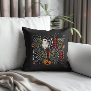 Spooky Brother Halloween   Camo Plaid Mixed  Cushion