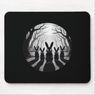 Spooky Bunny Patrol Creepy Halloween Forest Gothic Mouse Pad