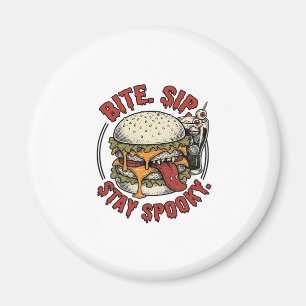 Spooky Burger Shirt Vintage Engraving Halloween Gr Magnet