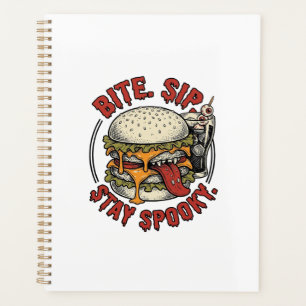 Spooky Burger Shirt Vintage Engraving Halloween Gr Planner