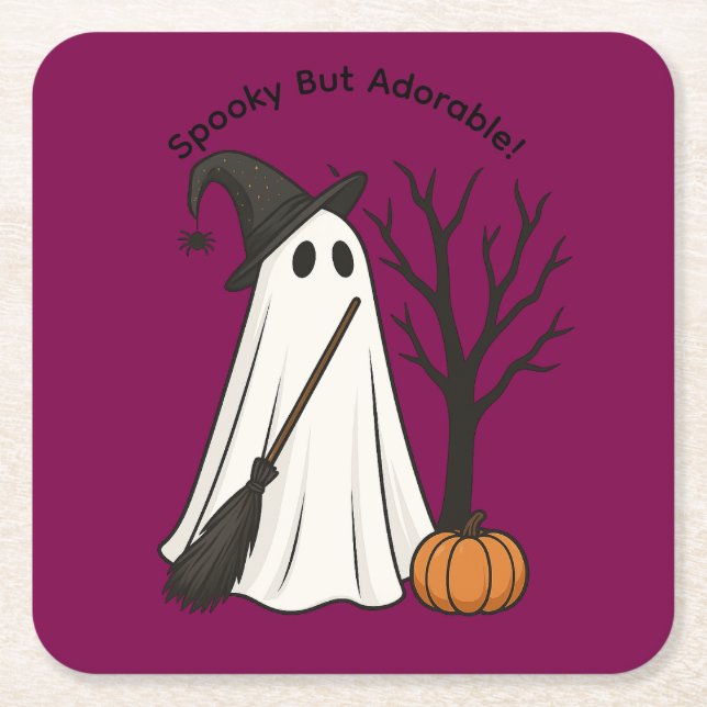 Spooky But Adorable | Cute Ghost Halloween Coaster (Front)