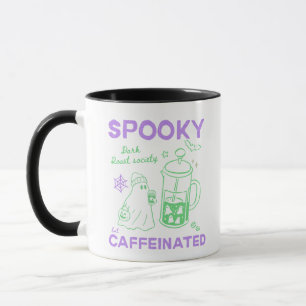 Spooky But Caffeinated Green Violet Halloween Mug