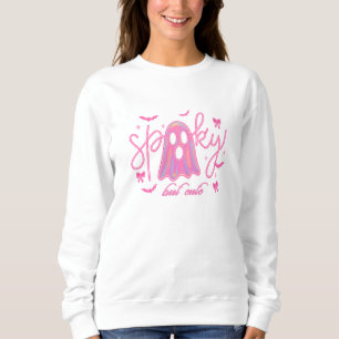 Spooky but Cute–Pink Neon Ghost HalloweenAesthetic Sweatshirt