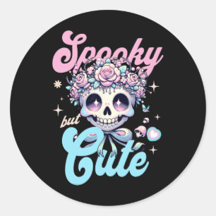 Spooky But Cute Skull Flowers Halloween Pastel Got Classic Round Sticker