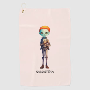 Spooky But Cute Zombie Kid – Adorable Macabre (2) Golf Towel