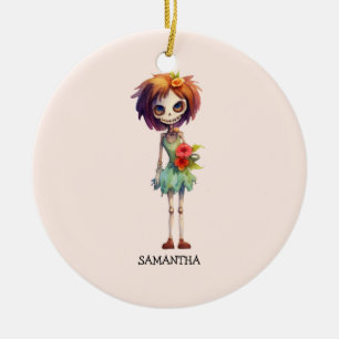 Spooky But Cute Zombie Kid – Adorable Macabre Ceramic Tree Decoration