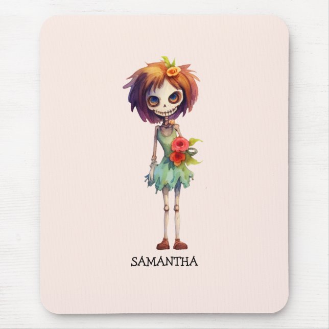 Spooky But Cute Zombie Kid – Adorable Macabre Mouse Pad (Front)