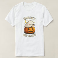 Spooky But Sleepy Cute Ghost Pumpkin Halloween Art