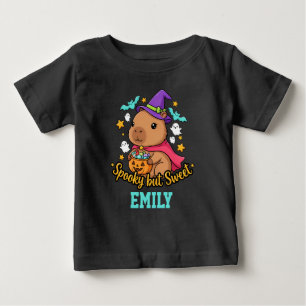 Spooky but Sweet Capybara Witch Halloween Baby T-Shirt