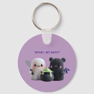 Spooky But Sweet Cute Ghost & Bear Keychain