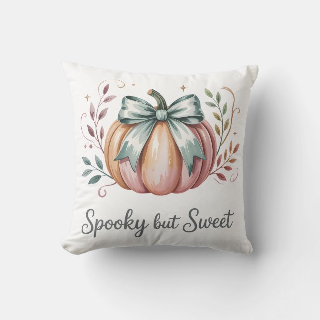 Spooky but Sweet Pastel Pumpkin Cushion (Front)