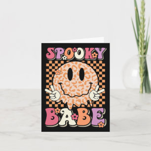 Spooky Bybe Groovy Halloween Leopard Smile Face Ch Card