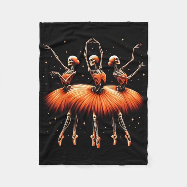 Spooky Byllerina Skeleton Dance Funny Halloween By Fleece Blanket (Front)
