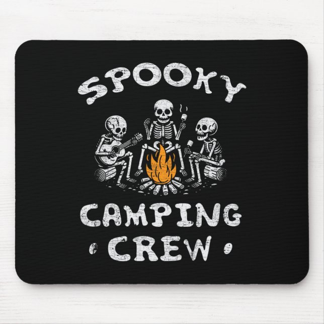 Spooky Camping Crew Halloween Camping Skeleton Cam Mouse Pad (Front)