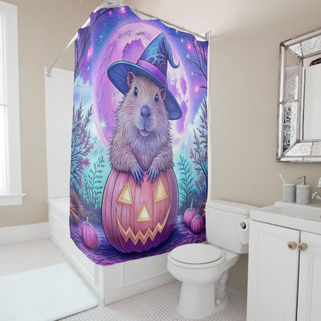 Spooky Capybara Shower curtain (In Situ)