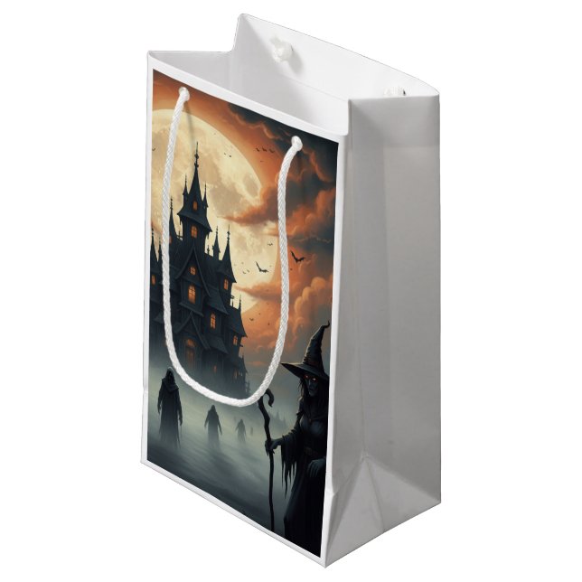 Spooky Castle Halloween Treat Bags (Front Angled)